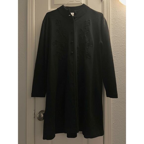 Liz Claiborne Jackets & Blazers - Liz Claiborne Blazer Dress Women's Petite Large Black Wool Embroidered VTG 80s